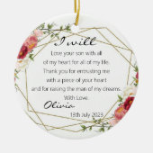 Chic Floral Moeder van Groom Bride Gift Keepomwill Keramisch Ornament (Voorkant)