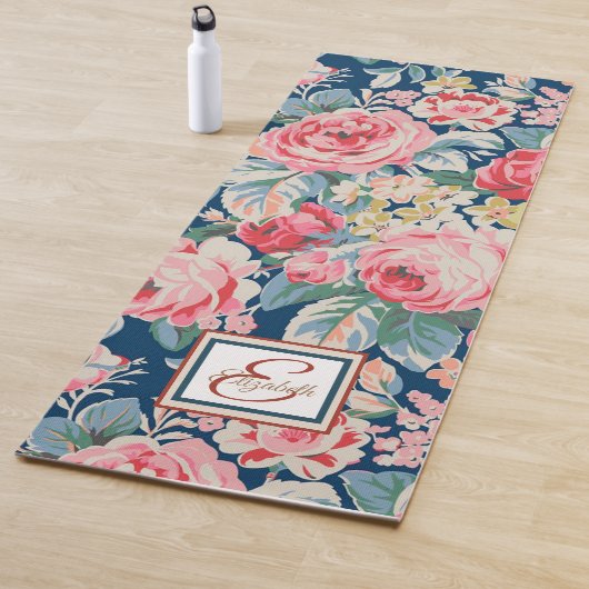  Chic Floral Monogram - Gepersonaliseerd Yogamat (In situ)