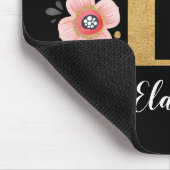 Chic Floral Monogram Initiaal Roze Gold Letter E Muismat (Hoek)