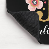 Chic Floral Monogram Initiaal Roze Goud Letter J Muismat (Hoek)