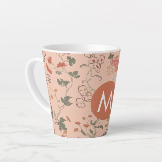 Chic Floral Monogram Latte Mok (Linkerhoek)