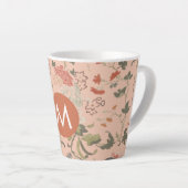 Chic Floral Monogram Latte Mok (Rechterhoek)