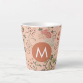 Chic Floral Monogram Latte Mok (Voorkant)