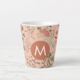 Chic Floral Monogram Latte Mok