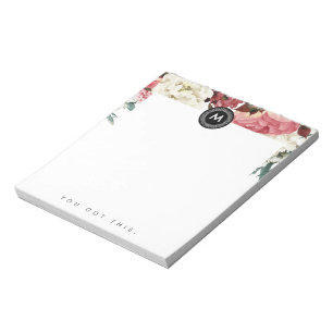 Chic Floral Monogram Post It NotePad Notitieblok