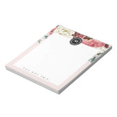 Chic Floral Monogram Post it Notitieblok (Linkerzijde)