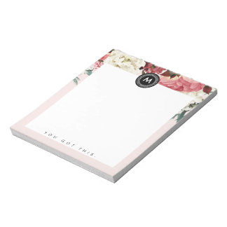 Chic Floral Monogram Post it Notitieblok