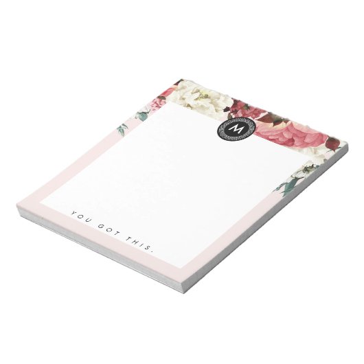 Chic Floral Monogram Post it Notitieblok (Linkerzijde)