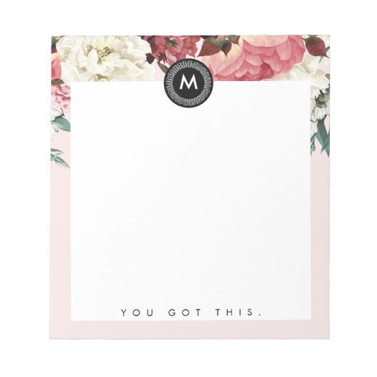 Chic Floral Monogram Post it Notitieblok (Voorkant)