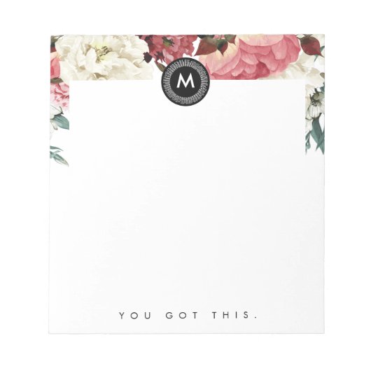 Chic Floral Monogram Post it Notitieblok (Voorkant)