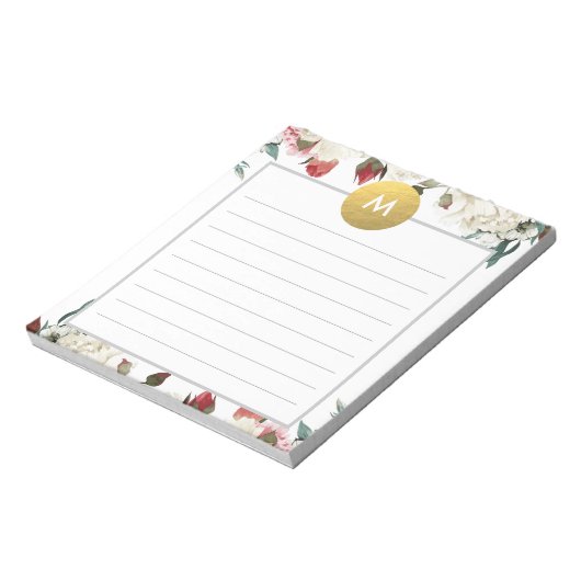Chic Floral Monogram Post it Notitieblok (Linkerzijde)