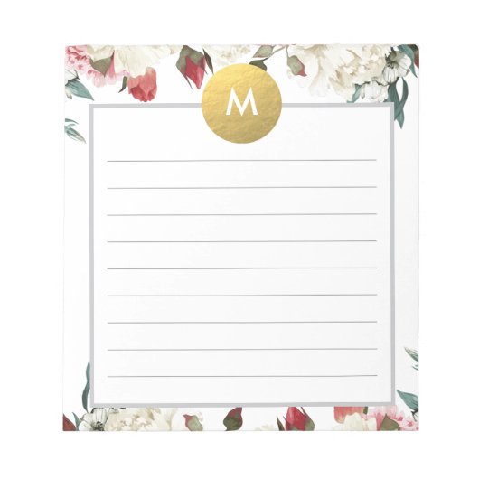 Chic Floral Monogram Post it Notitieblok (Voorkant)