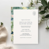 Chic Floral Monogram Wedding Invitation Kaart