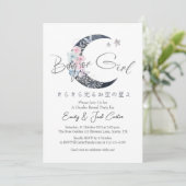 Chic Floral Moon Twinkle Little Star Gender Reveal Kaart (Staand voorkant)
