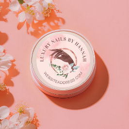 Chic Floral Nail Art Manicure Hand Nail Salon Logo Ronde Sticker