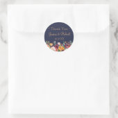 Chic Floral Navy Blue Bedankt voor uw Sticker (Tas)