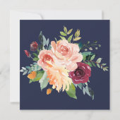 Chic Floral Navy Blue Save the Date Kaart (Achterkant)