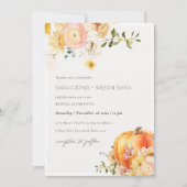 Chic Floral Oranje herfst Pumpkin Wedding Invite Bedankkaart (Voorkant)
