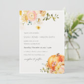 Chic Floral Oranje herfst Pumpkin Wedding Invite Bedankkaart (Staand voorkant)