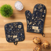 Chic Floral Ovenwant & Pannenlap Set (Top down)