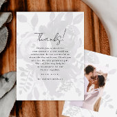 Chic Floral Overlay Paarse trouwfoto Dank u Briefkaart
