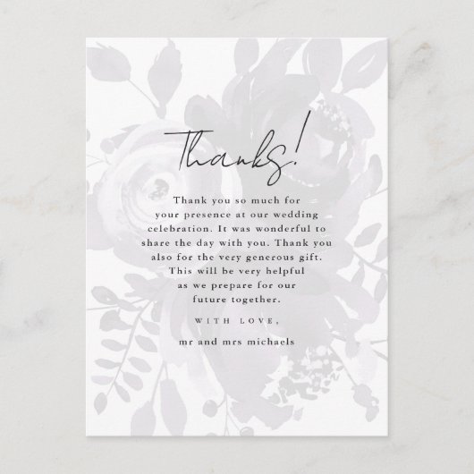 Chic Floral Overlay Paarse trouwfoto Dank u Briefkaart (Voorkant)