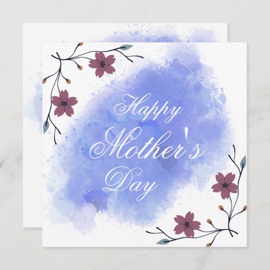 Chic floral paars wit modern script moeder's feestdagenkaart (Voorkant / Achterkant)