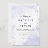 Chic Floral Paarse Waterverf Ink Monogram Weddensc Kaart (Voorkant)