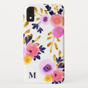 Chic Floral Painted Waterverf Monogram Case-Mate iPhone Case