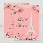 Chic Floral Paris Eiffel Tower Vrijgezellenfeest Kaart (Voorkant / Achterkant)