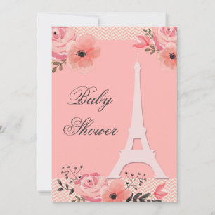 Chic Floral Paris Eiffeltoren Baby shower Kaart