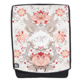 Chic  Floral Pattern Damask Monogram BackP Rugtassen (Voorkant)