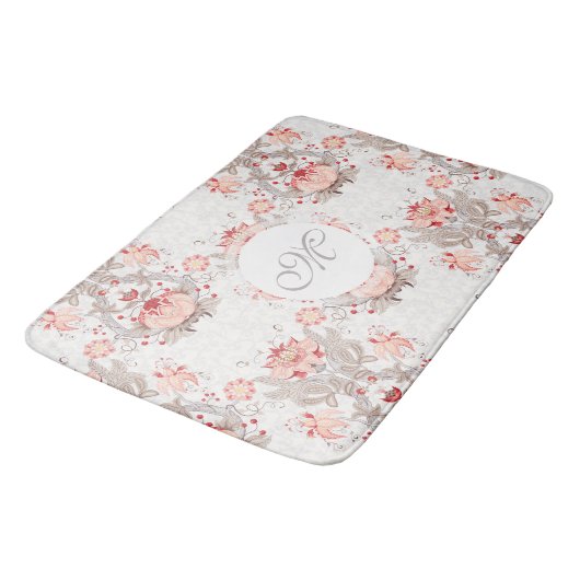 Chic  Floral Pattern damask Monogram Bath M Badmat (Gekanteld)