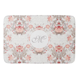 Chic Floral Pattern damask Monogram Bath M Badmat