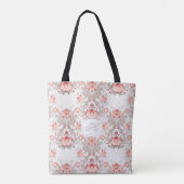 Chic Floral Pattern damask Monogram T Bag Tote Bag (Achterkant)