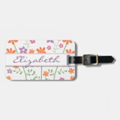 Chic Floral Pattern Design Monogram Bagagelabel (Voorkant horizontaal)