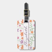 Chic Floral Pattern Design Monogram Bagagelabel (Voorkant verticaal)