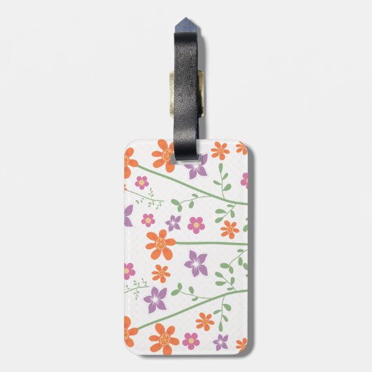 Chic Floral Pattern Design Monogram Bagagelabel (Achterkant verticaal)