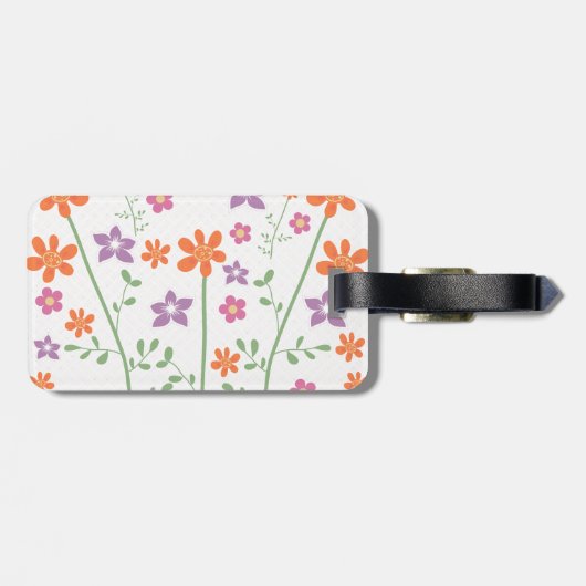 Chic Floral Pattern Design Monogram Bagagelabel (Achterkant horizontaal)