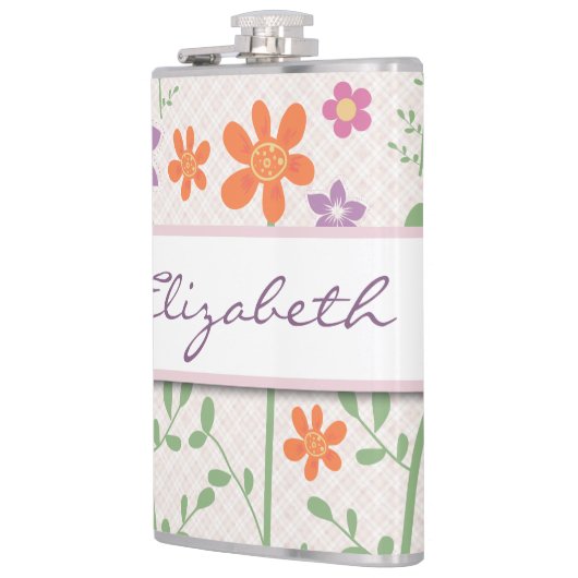 Chic Floral Pattern Design Monogram Heupfles (Links)