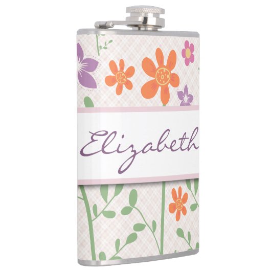 Chic Floral Pattern Design Monogram Heupfles (Rechts)