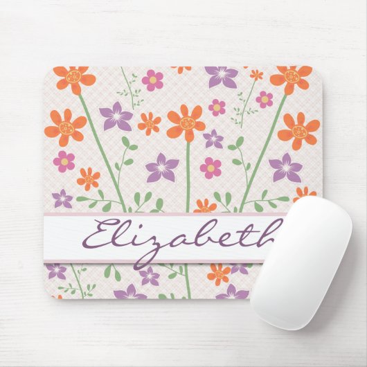 Chic Floral Pattern Design Monogram Muismat (Met muis)