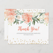 Chic Floral Peach Gold Hartelijk dank Kaart (Voorkant / Achterkant)