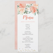 Chic Floral Peach Gold-menukaart Menu (Voorkant / Achterkant)