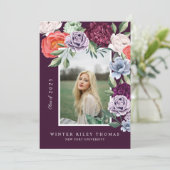 Chic Floral Peonies Roos Blossom Afstuderen Foto Kaart (Staand voorkant)