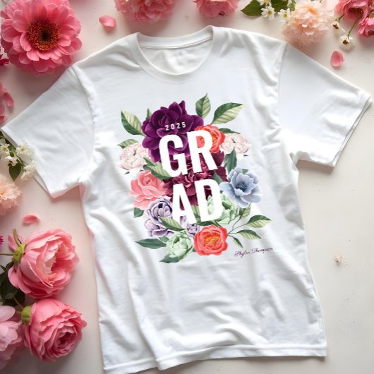 Chic Floral Peonies Roos Blossom Afstuderen Tri-Blend Shirt