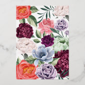 Chic Floral Peonies Roos Blossom Graduparty Folie Uitnodiging (Achterkant)