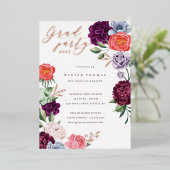 Chic Floral Peonies Roos Blossom Graduparty Folie Uitnodiging (Staand Voorkant)