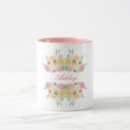 Chic floral peony rozen gepersonaliseerd cadeau mok