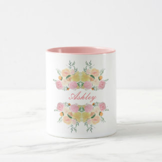 Chic floral peony rozen gepersonaliseerd cadeau mok